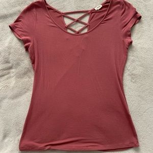 garage ballerina cross back tee in dusty rose